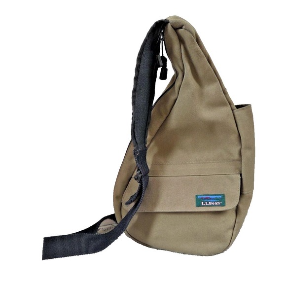 L.L. Bean Handbags - LL Bean Ameribag Khaki Healthy Back Bag Crossbody Sling Canvas Pockets Vtg 90s